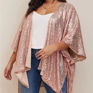 BNWT Torrid Rose Gold Sequin Kimono / Ruana